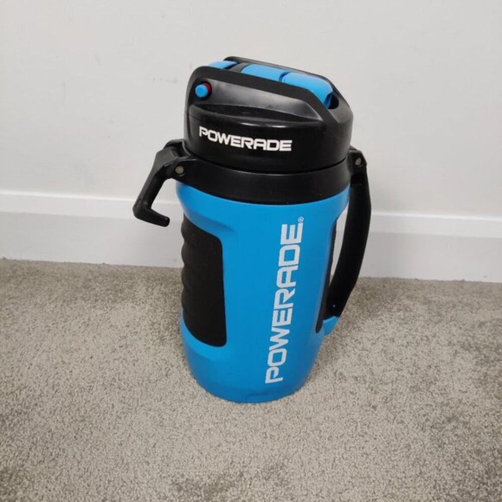 Powerade Squeeze Water Bottle Blue Black Gym Fitness Athletic